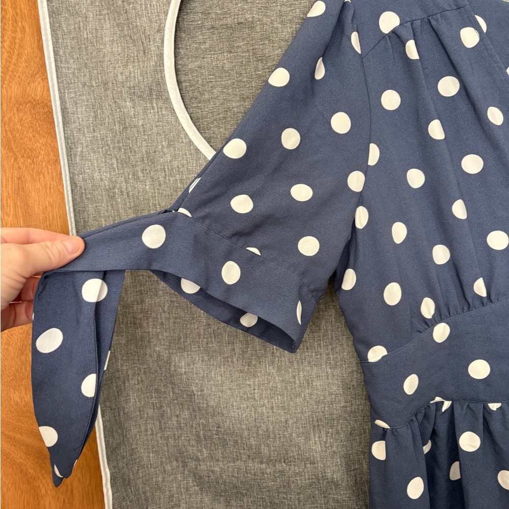 K/Lab Blue and White Polka Dot Dress - Picture 2 of 4